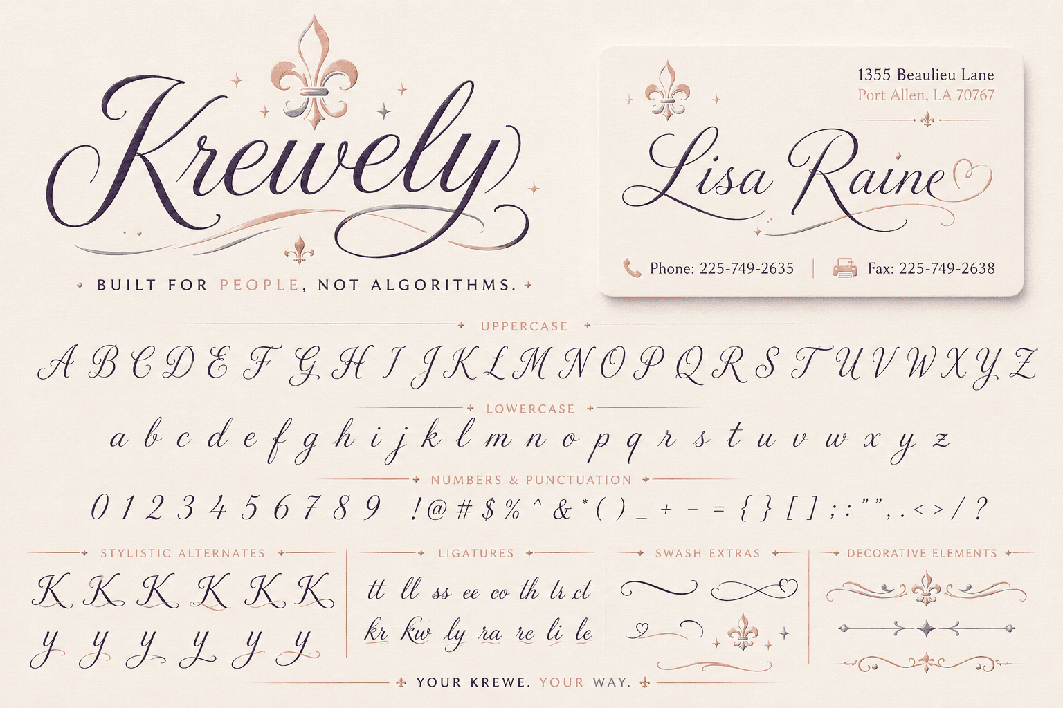 Krewely Script with Pink Highlights